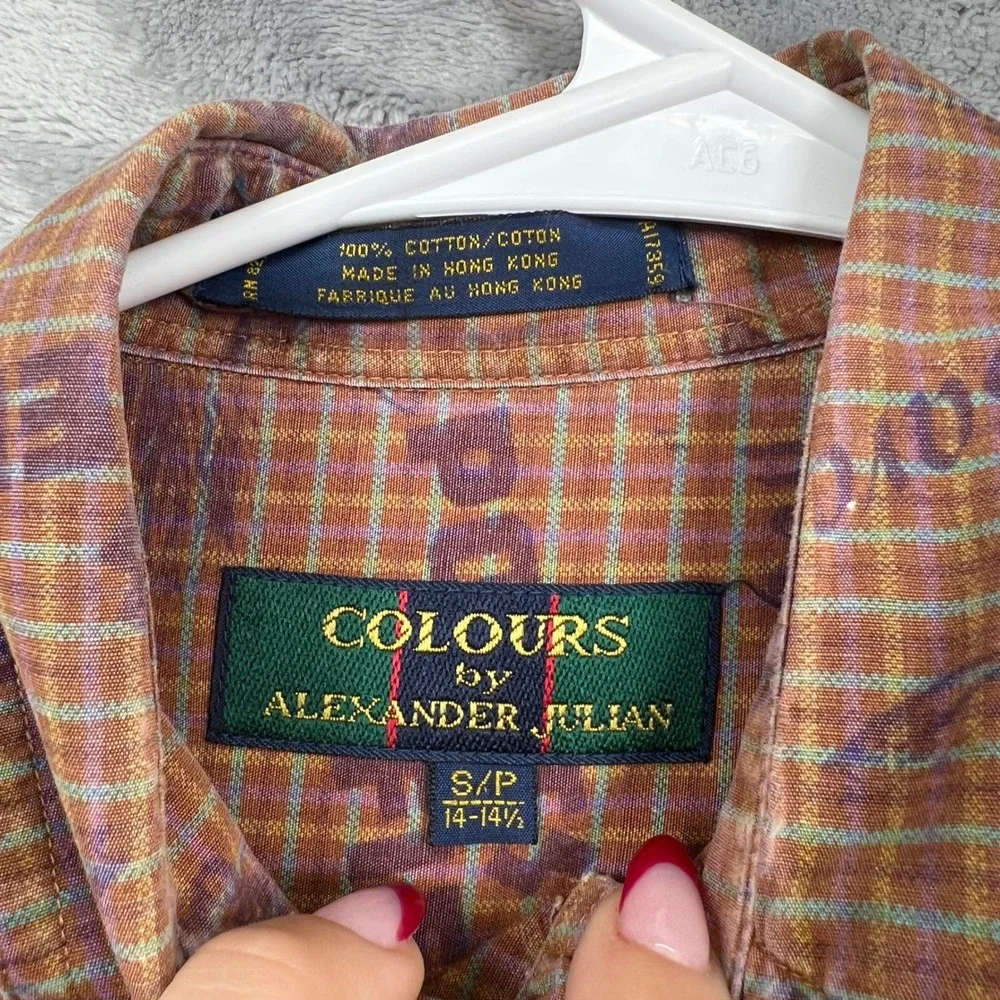 Colours by Alexander Julian Shirt Mens Small Brown Sports Afield Fishing Plaid